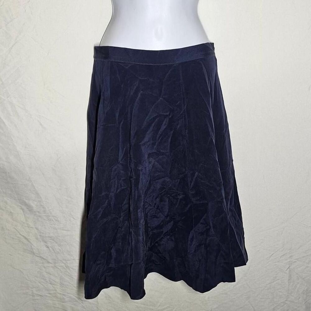 vintage 90s navy blue suede type midi knee length skirt